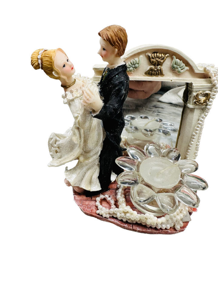 Ceramic WEDDED COUPLE Dancing Candle Holder 5 Inches Tall-Candle Included - $30.20