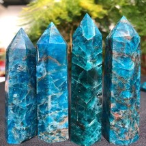 Blue Apatite Healing Crystal Tower Top Point Wand Reiki Obelisk Home Decor Gift - £25.15 GBP