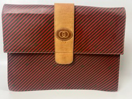 Gucci Clutch/ Business Vintage Green Red Purse Rare 14x10.5x3 - $9,146.22 MXN