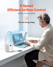 Portable Desk Bladeless Fan 12.99&quot; 6-Speed Quiet Table Fan for Bedroom &amp;... - $34.60