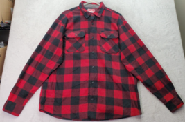 Wrangler Shirt Mens Large Red Plaid Flannel Two Chest Pockets Collar Button Down - £14.19 GBP