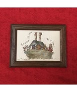 Noah&#39;s Ark 3D Framed Artwork Handcrafted Dark Oak Frame 8 1/2&quot; x 6 1/2&quot; ... - $19.79