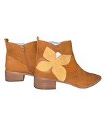 Monroe and Main Womens Size 11 Floral Overlay Side Zip Bootie Tan - £31.91 GBP