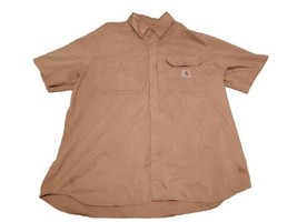Carhartt Force Ridgefield Short Sleeve Shirt 2XL Beige/Tan Button Casual *SPOTS* - £9.56 GBP