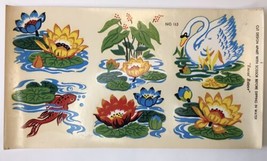 Vintage Decals Frogs Pond Lily Pad Swan Flowers  Retro 50’s Mid Century ... - £9.25 GBP