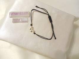 Unwritten 925 Sterling Silver 7&quot;-10&quot; Ribbon Accent Cord Slider Bracelet F557 - £16.59 GBP