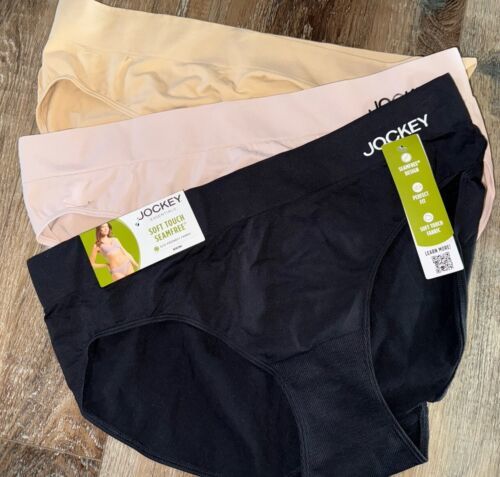 Jockey ~ 3-Pair Womens Bikini Underwear Panties Seamfree Nylon Blend ~ 3XL - $27.71