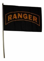 12x18 12&quot;x18&quot; U.S. Army Ranger Black Stick Flag wood staff - £22.39 GBP