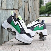Hot Walk Roller Shoes Casual Sneakers Skates Deform Wheel Skates for Adult Men W - £166.32 GBP