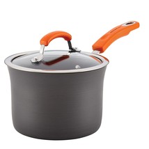 Rachael Ray Brights Hard Anodized Nonstick Sauce Pan/Saucepan with Lid, 3 Quart, - £54.56 GBP