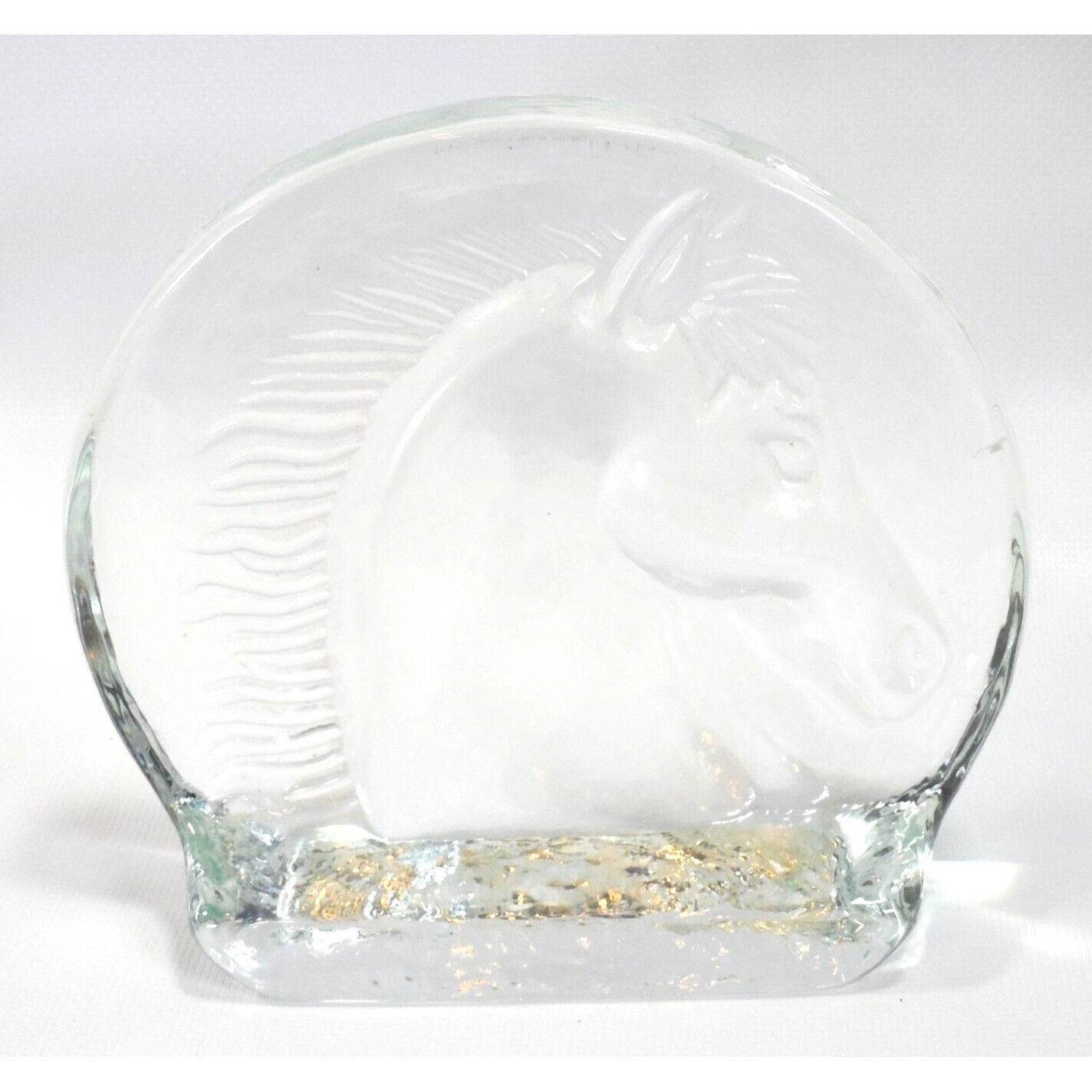 Vintage Clear Depression Glass MCM Horse Head Bookend - $8.71