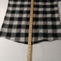 SHEIN Women's Black & White Plaid Flannel Drawstring Hoodie Shirt Jacket Size M image 14