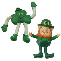 Vtg Pair St Patrick&#39;s Day Brooches Gibson Greetings Russ Leprechaun Clover Pin  - £11.95 GBP