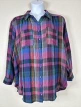 Pilcro X Anthropology Womens Plus Size 1X Colorful Plaid Button-Up Shirt - £21.49 GBP