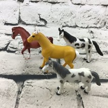 3” Horse Figures Lot Of 4 Brown Yellow Black And White Spotted PVC Figur... - £11.60 GBP
