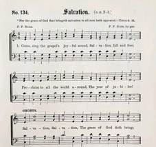 1883 Gospel Hymn Salvation Sheet Music Victorian Church Religious ADBN1ggg - $14.99