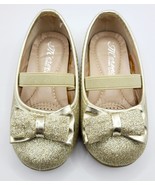 Gold Glitter Ballet Flats With Bow For Girls Toddler Size 7 - $12.00