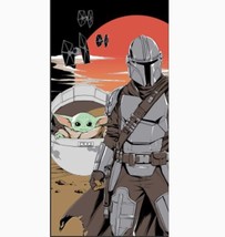 MANDO &amp; CHILD MANDALORIAN ORIGINAL LICENSED BEACH TOWEL SUPER SOFT (27”x... - $22.76