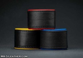 Mens Leather Cowhide Thick Wristband Fetish Gay Zipper Stud Button - $31.73