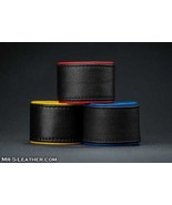 Mens Leather Cowhide Thick Wristband Fetish Gay Zipper Stud Button - $64.40 CAD