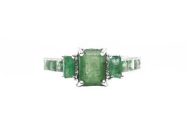Natural Emerald Band Sterling Silver Emerald Ring 2.0 Ct Emerald Promise Band - £49.32 GBP