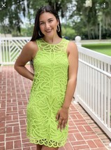 Lilly Pulitzer Sz 0 Siesta Shift Dress Matcha Green Knit Battenberg $298... - $103.94