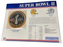 SUPER BOWL II Packers vs Raiders 1968 OFFICIAL SB NFL PATCH Card Willabe... - £14.70 GBP