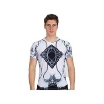 Men Crew T Shirt Makrom Turkey Medallion Chain Floral European 1217-412 Black image 6
