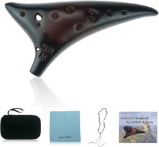 Ocarinawind &quot;Dragon Rythem&quot; 12 Hole Alto C Smoked Straw Fire Ceramic - $39.93