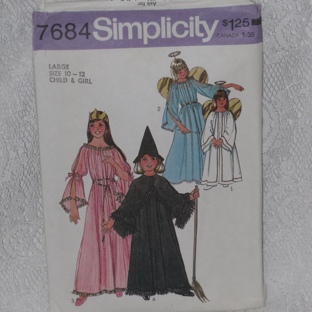 Simplicity 7684 Girls Costumes Angel, Princess, Fairy & Witch Size Large 10-12 - £5.45 GBP