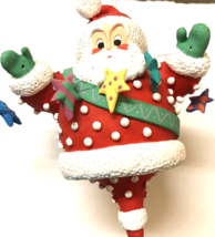 Department 56 Christmas Ornament Retired 6&quot; Pokadot Santa Hand Painted RARE - £155.76 GBP