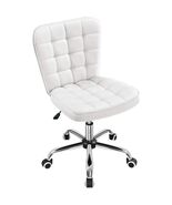 Modern Armless Tufted Office Chair with Faux Leather Upholstery and Adju... - $127.99