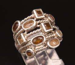 925 Silver - Vintage Multi Smoky Topaz Open Rope Twist Band Ring Sz 6 - ... - £30.10 GBP
