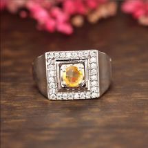 Natural Golden Topaz Ring Handmade Fashion Ring 925 Sterling Silver Simple Ring - £61.70 GBP