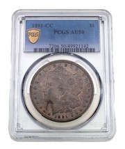 1891-CC Silver Morgan Dollar Graded by PCGS as AU50 - £335.94 GBP