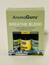 AromaGuru Breathe Blend - Set of 3 - 100% Pure &amp; Natural Essential Oils - £12.55 GBP
