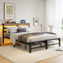 Rustic Brown Queen Metal Bed Frame w/ Headboard - $3,261.80 MXN