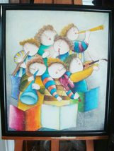 Joyce J. Roybal Oil on Canvas painting, 7 Musicians, 24&quot; x 20&quot; signed lower righ - £154.36 GBP