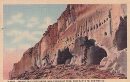 Prehistoric Cliff Dwellings Pueblo of Puye Santa Fe New Mexico NM Postcard C49 - £2.34 GBP