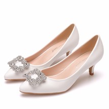 5CM Thin Womens Wedding Shoes Bridal Fashion Pumps Ladies Office Pointed Toe Fem - £40.05 GBP