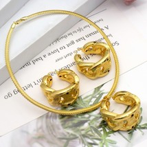 Hoop Earrings Pendant Neckalce Sets For Women High Quality 24K Gold Plated Coppe - £52.45 GBP