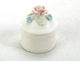 Round Porcelain Candle Holder w/Cover, Karen Carson,  Roses &amp; Forget-Me-Nots - £11.60 GBP