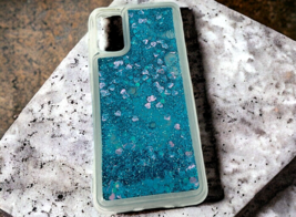For Samsung Galaxy S20 Floating Blue Glitter Case + Screen Shockproof Slim Fit - £7.18 GBP
