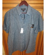 Marc Anthony Luxury Button Down Shirt Denim Linen Short Slv XXL Men Slim... - $238.57 MXN