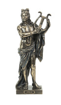 Classic Ancient Greek God Apollo Holding Lyre Bronze Finished Tabletop Statue - £52.14 GBP