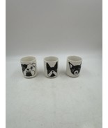 Set of 3 Good Dog Teacups White Ceramic w/ Black Dog Bulldog,Frenchie,Ch... - £13.85 GBP