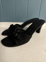 Rockport Sandals Black Canvas And Leather Slides Heeled  Mules Women’s Size 8 - £15.72 GBP