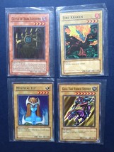 Yugioh 4 cards Castle Dark Illusions Gaia Fierce Knight Fire Kraken Mystical Elf - £7.77 GBP