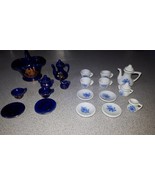 2 China doll&#39;s tea sets vintage Japan and unnamed Blue and White 23 pcs - £11.25 GBP