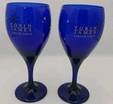 Set of 2 Tobin James Liquid Love Cobalt Blue Wine Glasses Celestial  7 3/8” - $32.71